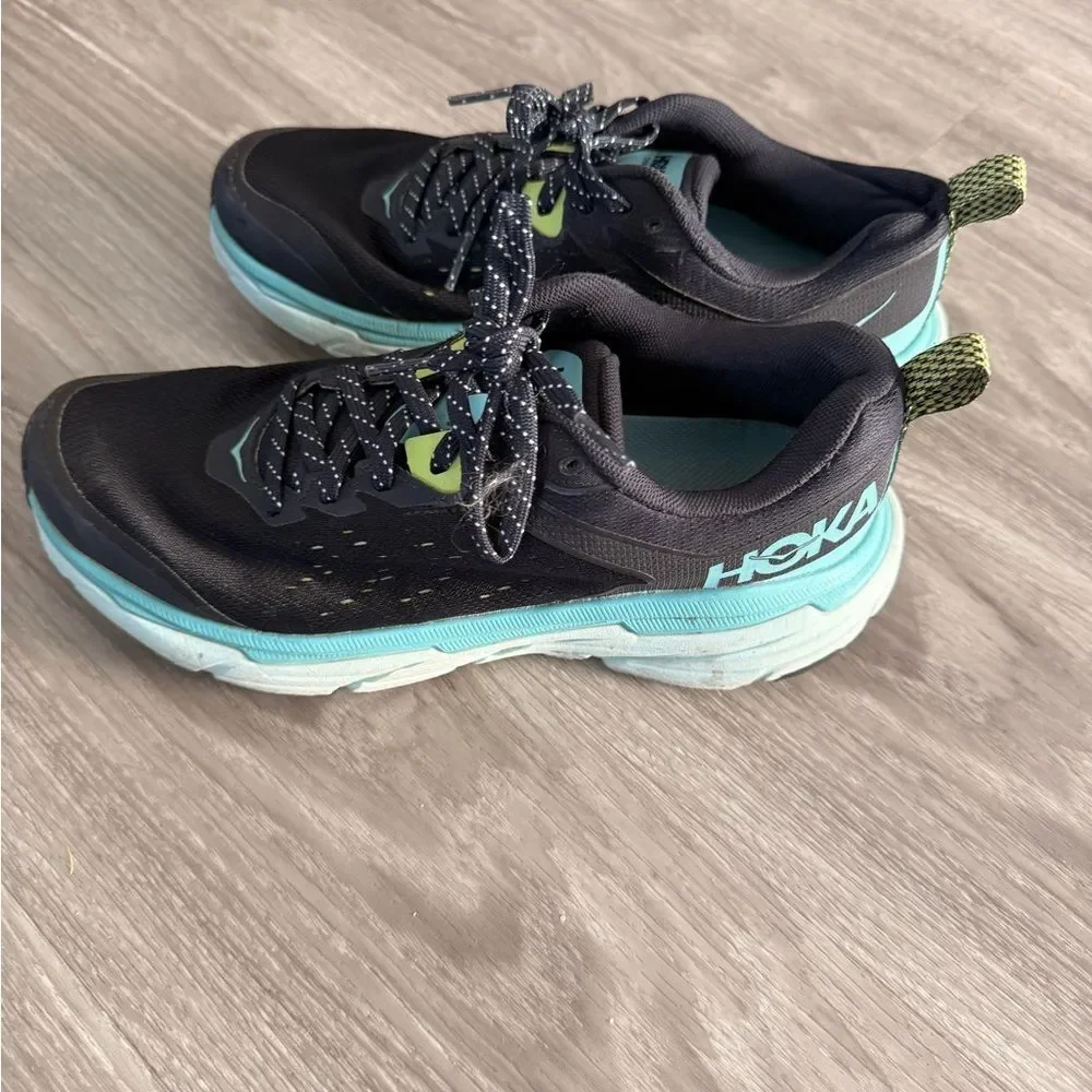 Hoka Women's Black and Teal Athletic Shoes